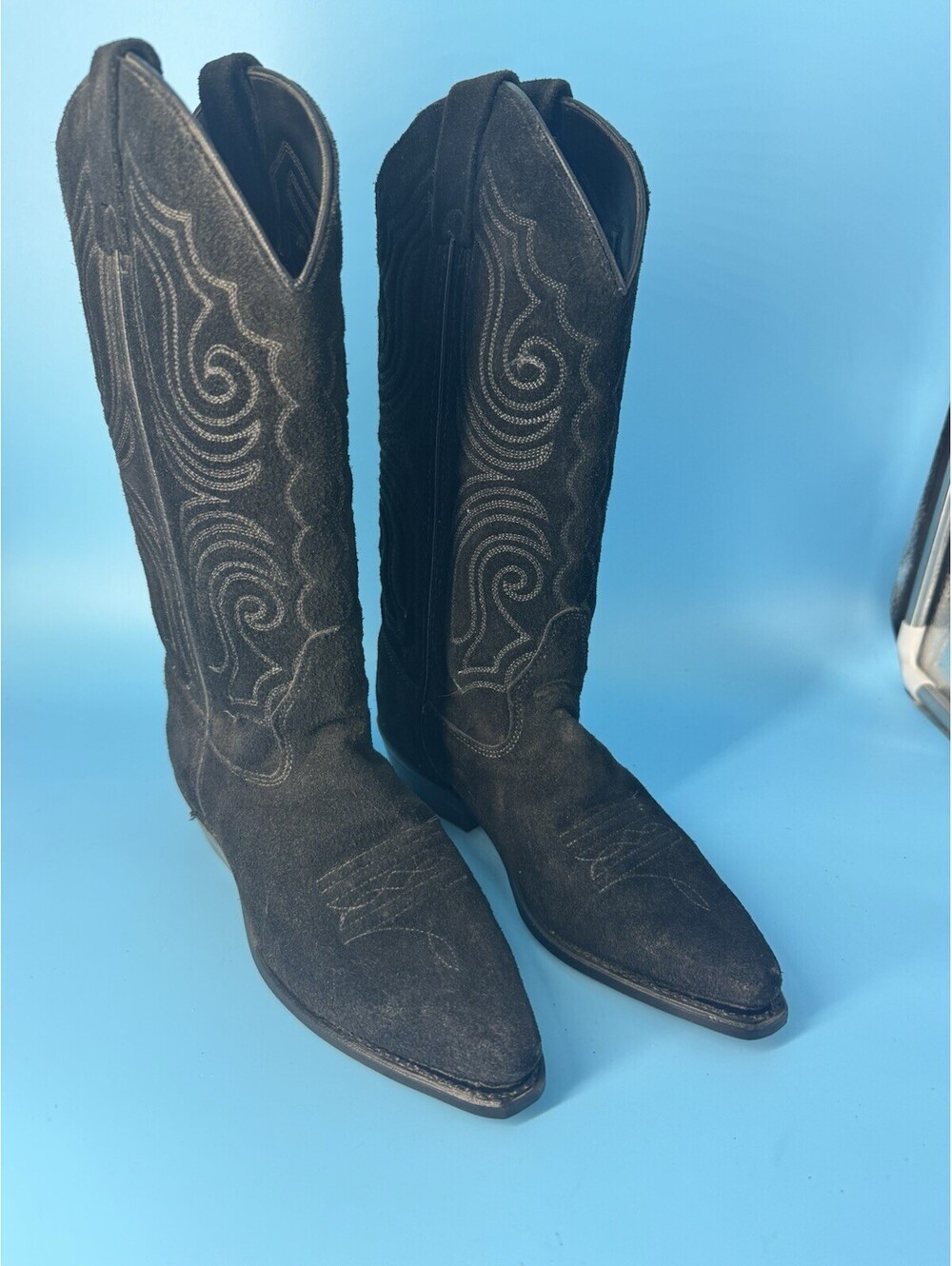 Vittorio Ricci Studio Womens Size 6 Black Suede Western Cowboy Boots Leather